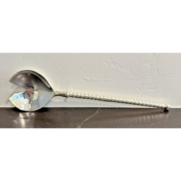 EP ZINC Italy Vintage Serving Spoon and Fork Set Salad Twisted Silverplated 9.5" - Picture 7 of 8